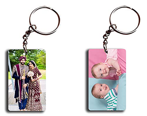 Personalised Photo Keychain Customised With Photo Key Chain (Multicolour 6.4 X 4.4 Cm) | Wood, Metal Rectangle
