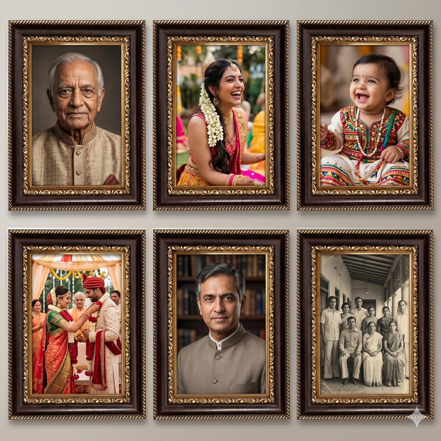 Wooden Photo Gallery set (6 Frame)
