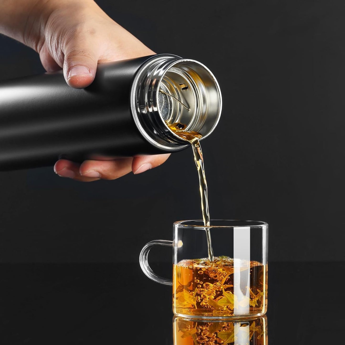 Active CORPORATE PORIUM Personalized 500 ml Stainless Steel Water Bottle | Double Wall Vacuum Insulated Flask, Black | 20 Hours Hot & 24 Hours Cold Ideal for Corporate Diwali Gift (Dark, Small)