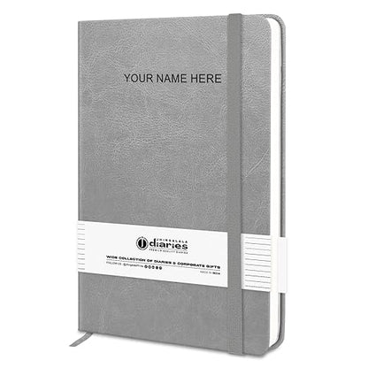 Jhingalala Blue PU Leather Customised Name Printed Notebook Diary with Elastic Lock For Office and Personal Daily Planner I A5 Personalised Journal Diary I 21x14 Cm I Undated 192 Ruled Pages