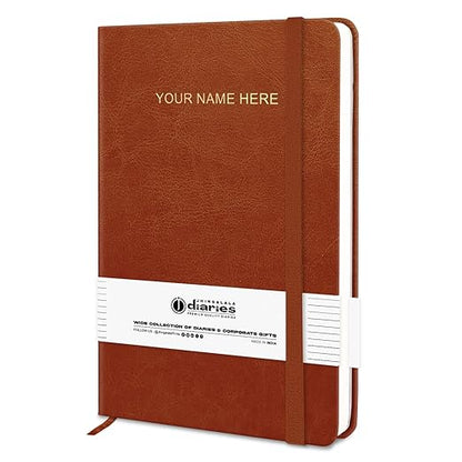 Jhingalala Blue PU Leather Customised Name Printed Notebook Diary with Elastic Lock For Office and Personal Daily Planner I A5 Personalised Journal Diary I 21x14 Cm I Undated 192 Ruled Pages