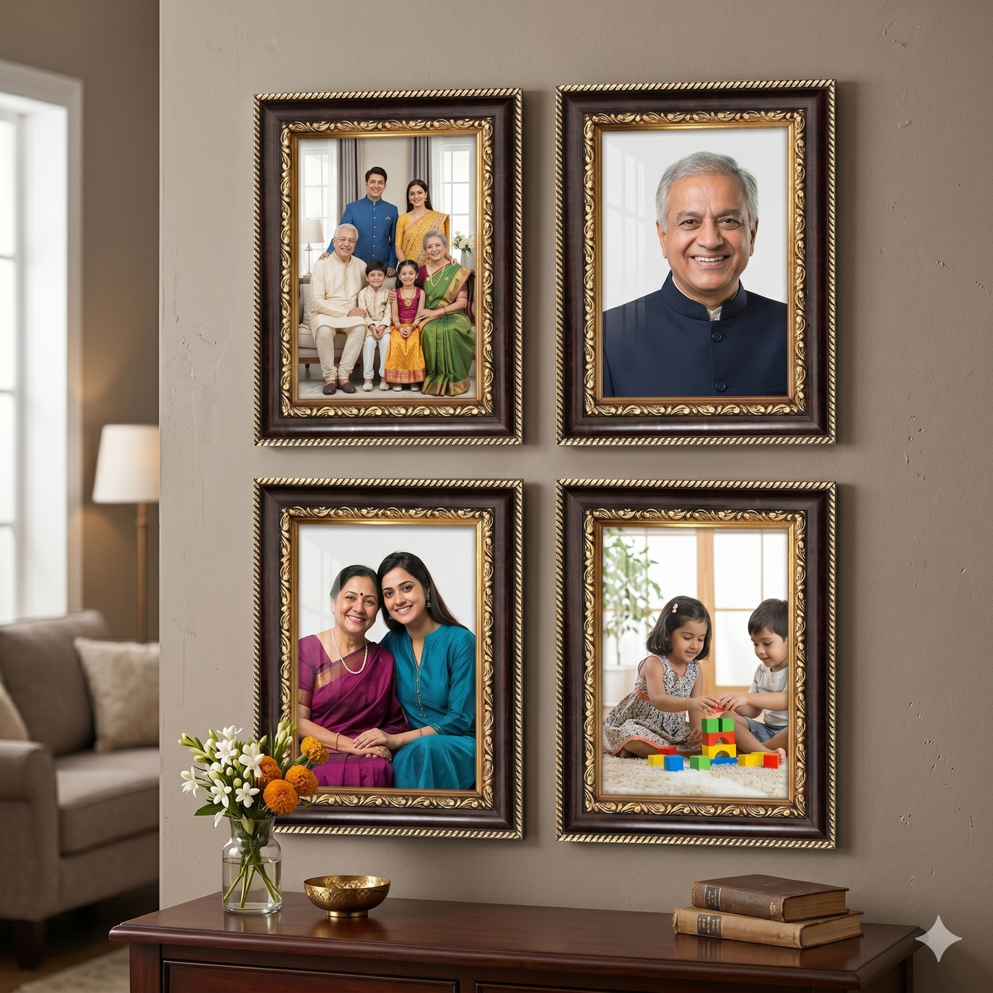 Wooden Photo Gallery set (4 Frame)