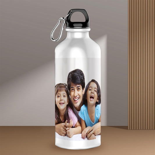 Aluminium Your Photo Personalised Printed Sports Sipper/Water Bottle with Photo and Name Customised (White, 600ML)